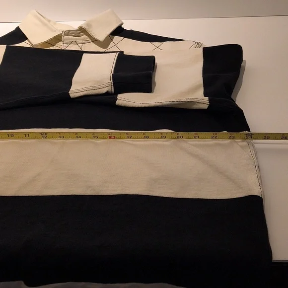 Polo Ralph Lauren vintage men's long sleeve polo shirt large black/white stripes - Picture 8 of 13